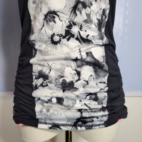 Ideology Extra Small Black White Floral Racerback Lightweight Workout Tank Top - Picture 3 of 9